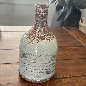 Rustic Blue and Brown Decorative Vase